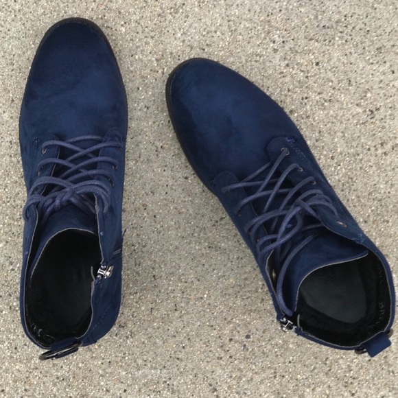 Restock! Kennedy Navy Blue Lace Up Heel Ankle Boot - Picture 7 of 8